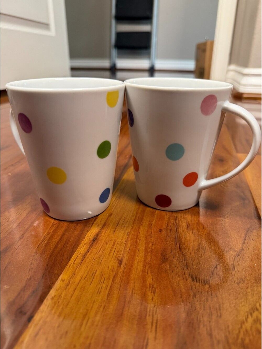 Lot of 2 New White Mulitcolor Polka Dot Chromatics Studio Nova Y0804 Mugs